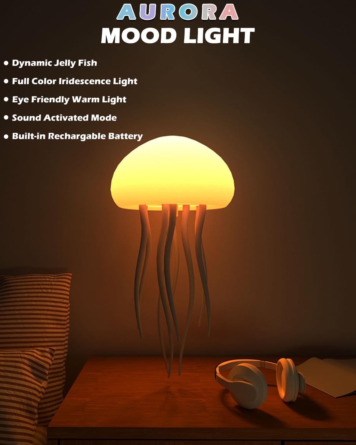 LED Cute Jellyfish Lamp Night Light with Dancing Legs, Hanging & Base
